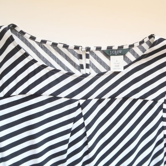 J. Crew Black & White Striped Short Sleeve Mini Dress Size 8 - Picture 12 of 14